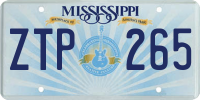MS license plate ZTP265
