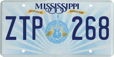 MS license plate ZTP268