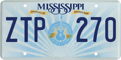 MS license plate ZTP270