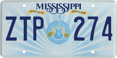 MS license plate ZTP274
