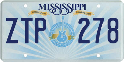 MS license plate ZTP278