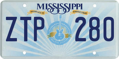 MS license plate ZTP280