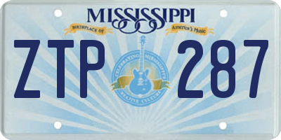 MS license plate ZTP287