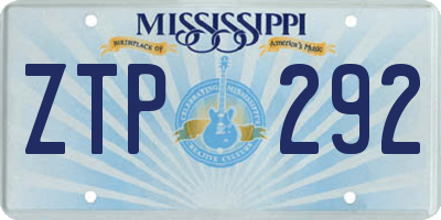 MS license plate ZTP292