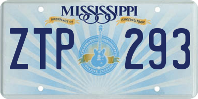 MS license plate ZTP293