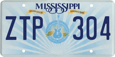 MS license plate ZTP304