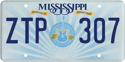 MS license plate ZTP307