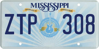 MS license plate ZTP308