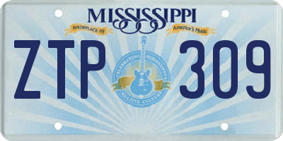 MS license plate ZTP309
