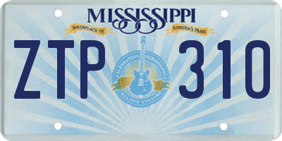 MS license plate ZTP310