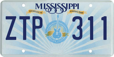 MS license plate ZTP311