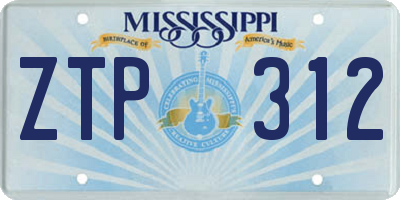 MS license plate ZTP312