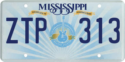 MS license plate ZTP313