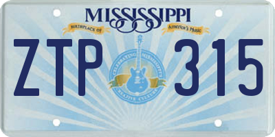 MS license plate ZTP315