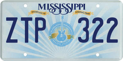 MS license plate ZTP322