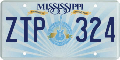 MS license plate ZTP324