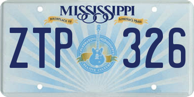 MS license plate ZTP326