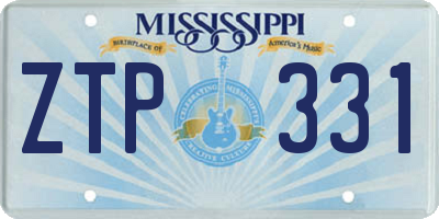 MS license plate ZTP331