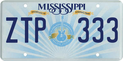 MS license plate ZTP333