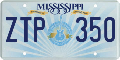 MS license plate ZTP350