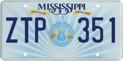 MS license plate ZTP351