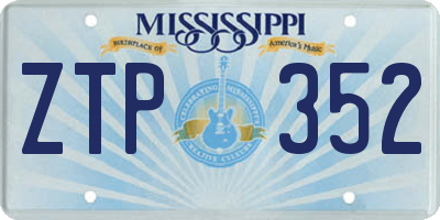 MS license plate ZTP352