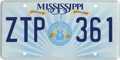 MS license plate ZTP361