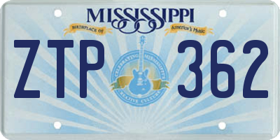 MS license plate ZTP362