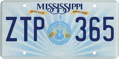 MS license plate ZTP365