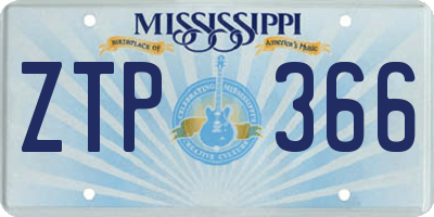 MS license plate ZTP366