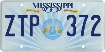 MS license plate ZTP372