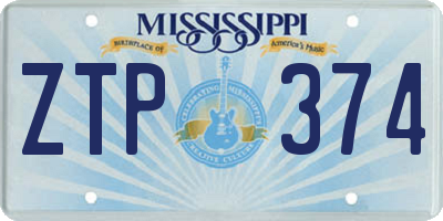 MS license plate ZTP374