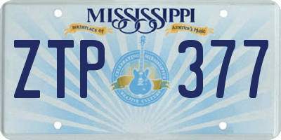 MS license plate ZTP377