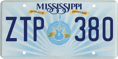 MS license plate ZTP380