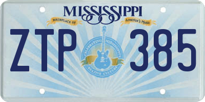 MS license plate ZTP385