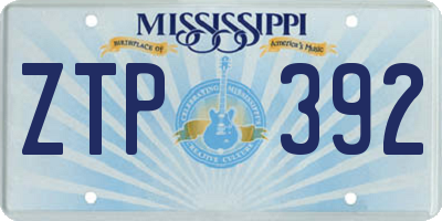 MS license plate ZTP392