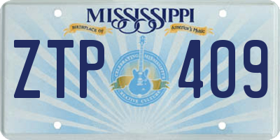 MS license plate ZTP409