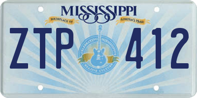 MS license plate ZTP412