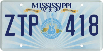 MS license plate ZTP418
