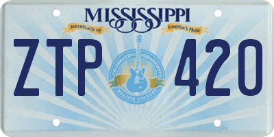 MS license plate ZTP420