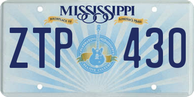 MS license plate ZTP430