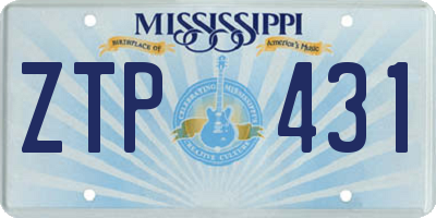 MS license plate ZTP431