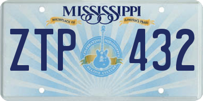 MS license plate ZTP432