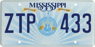 MS license plate ZTP433