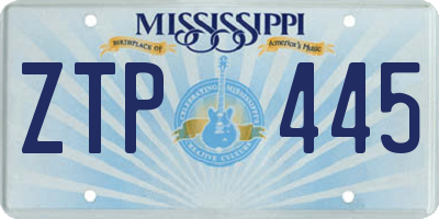 MS license plate ZTP445