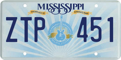 MS license plate ZTP451