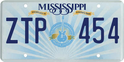 MS license plate ZTP454