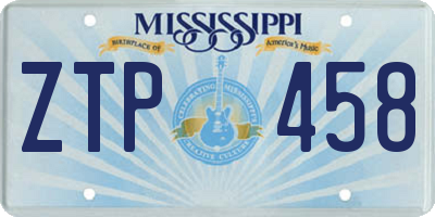 MS license plate ZTP458