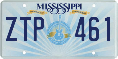 MS license plate ZTP461