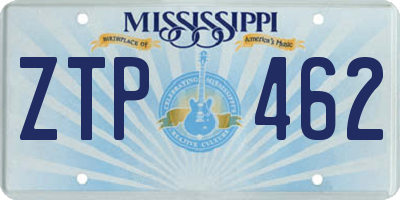 MS license plate ZTP462